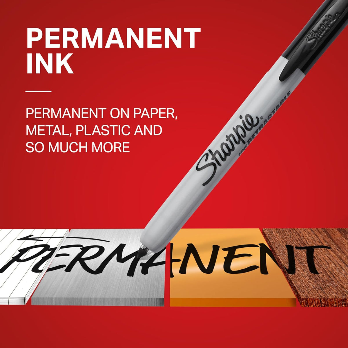 Sharpie black permanent markers fine point tip close up