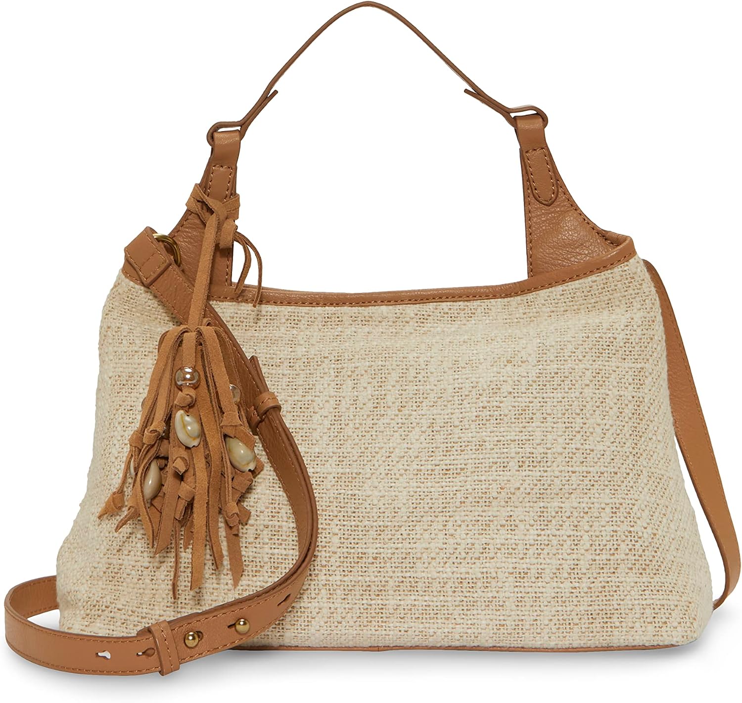 Lucky Brand Holi Satchel Natural Woven front view handbag