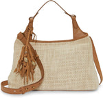 Lucky Brand Holi Satchel Natural Woven front view handbag