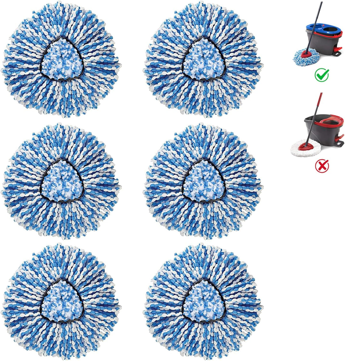 Bonus Life microfiber mop heads replacements front view showcasing the blue cleaning strings.