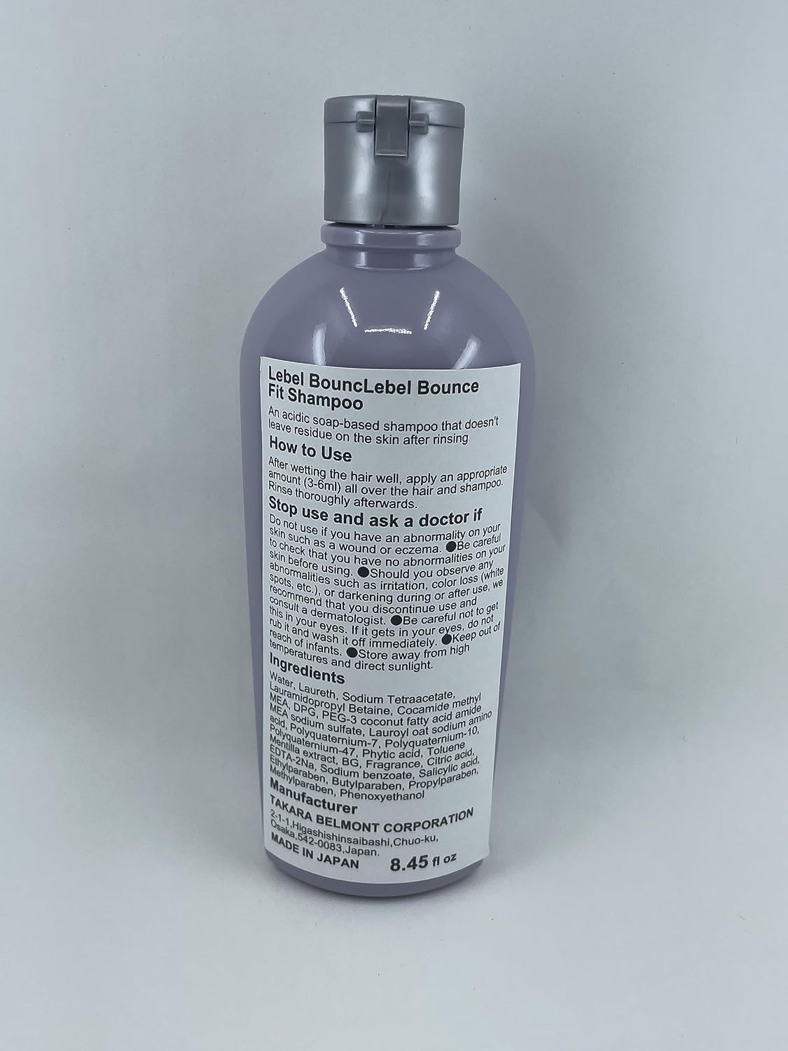 Lebel Cosmetics ProEdit shampoo package back label