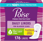 Poise Daily Liners front view packaging for light bladder leaks.