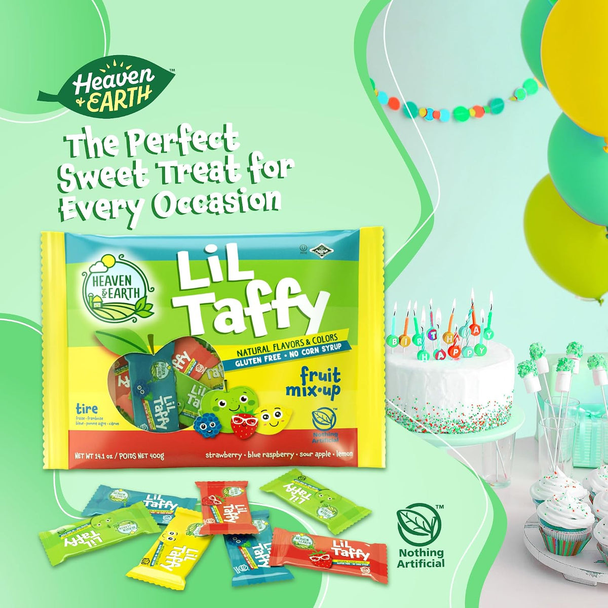 Heaven and Earth soft gluten free taffy chews assortment strawberry lemon sour apple