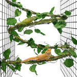 VCEPJH Medium Reptile Vines Thick Terrarium Plants 70 Inches Long Flexible Climbing Branch with Leaves Snake Tank Accessories Greenery Habitat Decor for Bearded Dragon Chameleon Gecko Lizard (Black) - Image 9