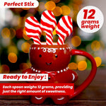 Perfect Stix Christmas cocoa spoons arranged next to a warm coffee cup
