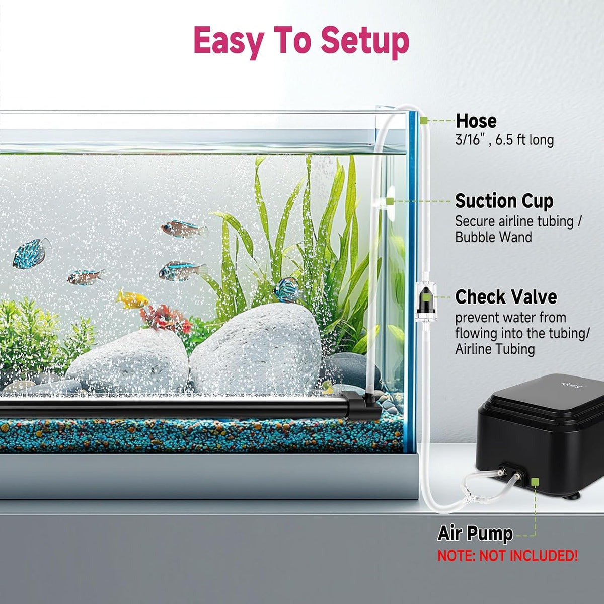 High dissolved oxygen bubbler kit with non return check valve.