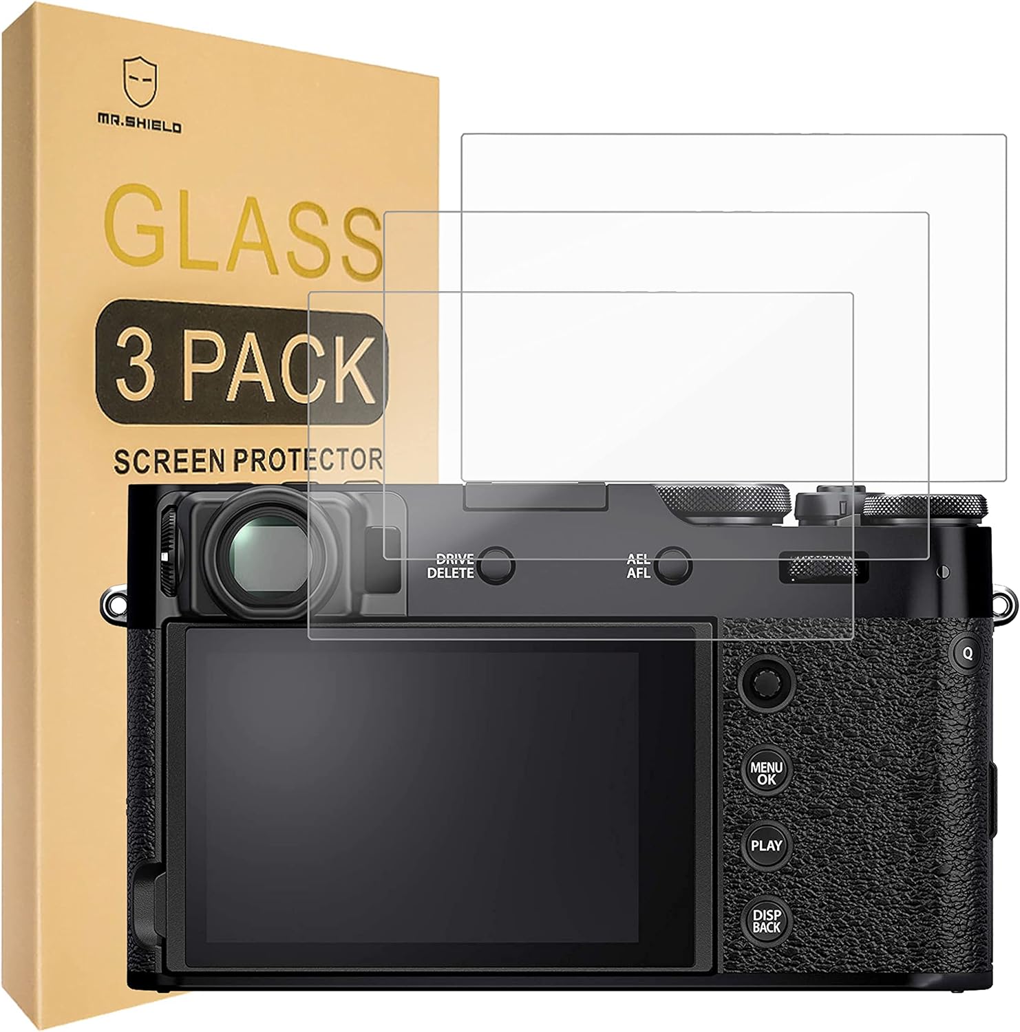 Mr.Shield tempered glass camera screen protector front view for Fujifilm X100V
