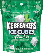Sugar free spearmint gum cubes with cooling crystals for fresh breath