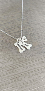 Premium 925 sterling silver pet sympathy gift necklace displaying custom engraving