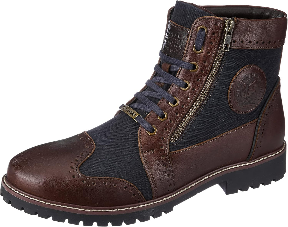 Royal Enfield Military Vibe Boots Brown & Navy - Image 1
