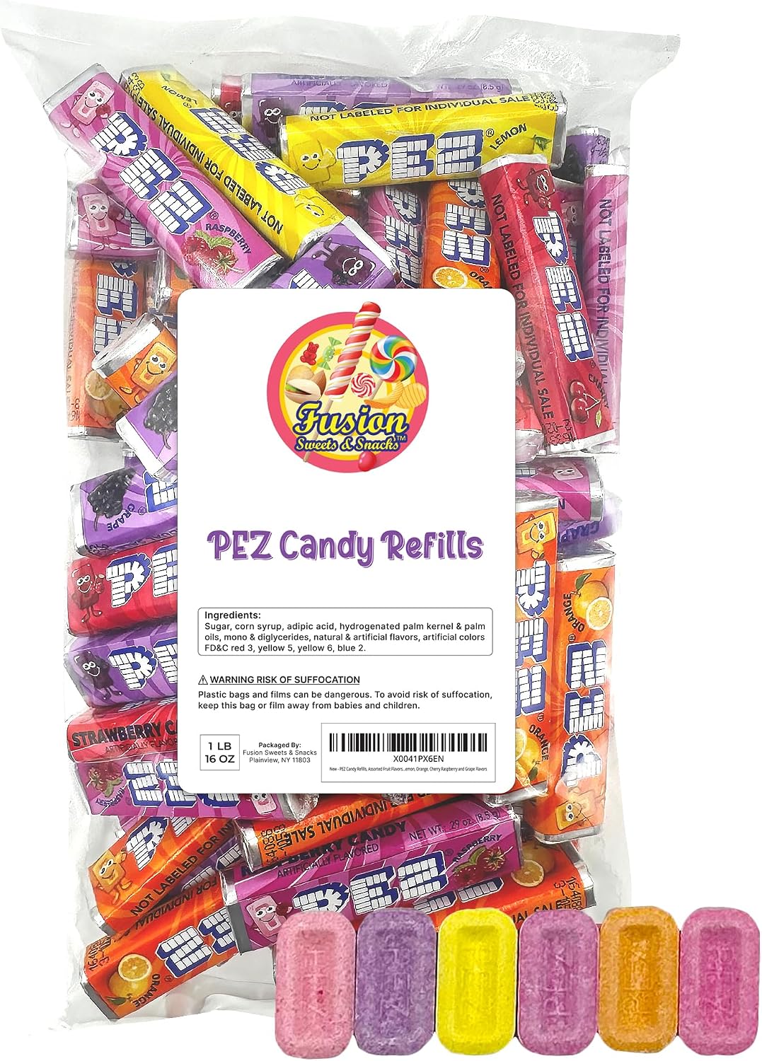 Loading colorful fruit candy rolls into a classic USA character dispenser