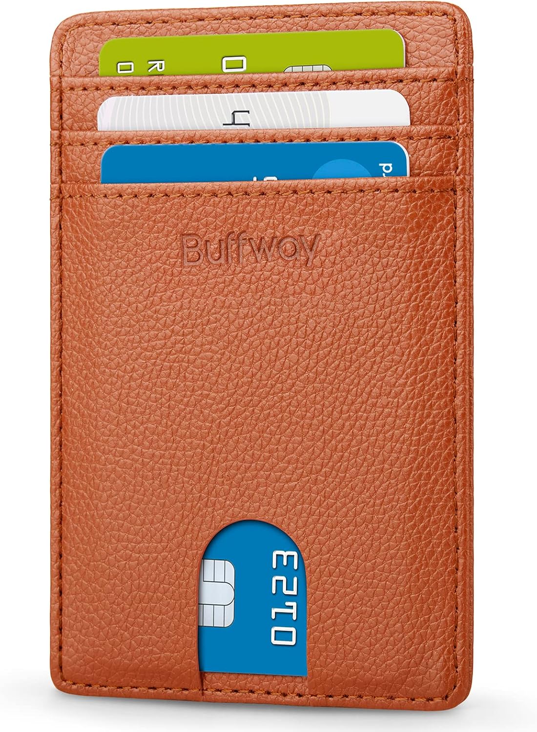 Buffway Mens Slim Wallet, Minimalist Thin Front Pocket Leather Credit Card Holder with RFID Blocking for Work Travel - Image 15