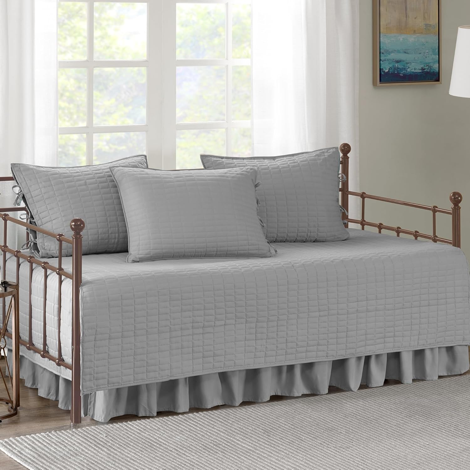 Comfort Spaces Kienna grey daybed cover set front view