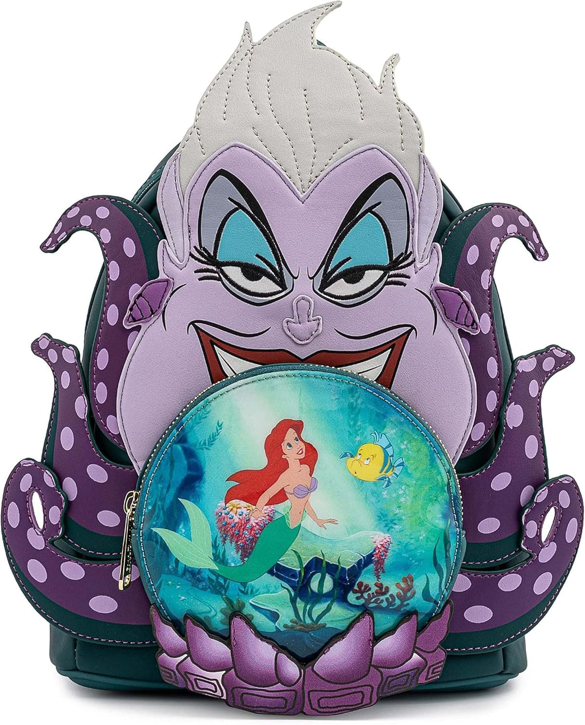 Loungefly Disney Villains Ursula Crystal Ball front view backpack accessory