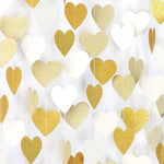 Lasting Surprise white gold champagne heart streamers garland front view backdrop hanging decoration for wedding party.