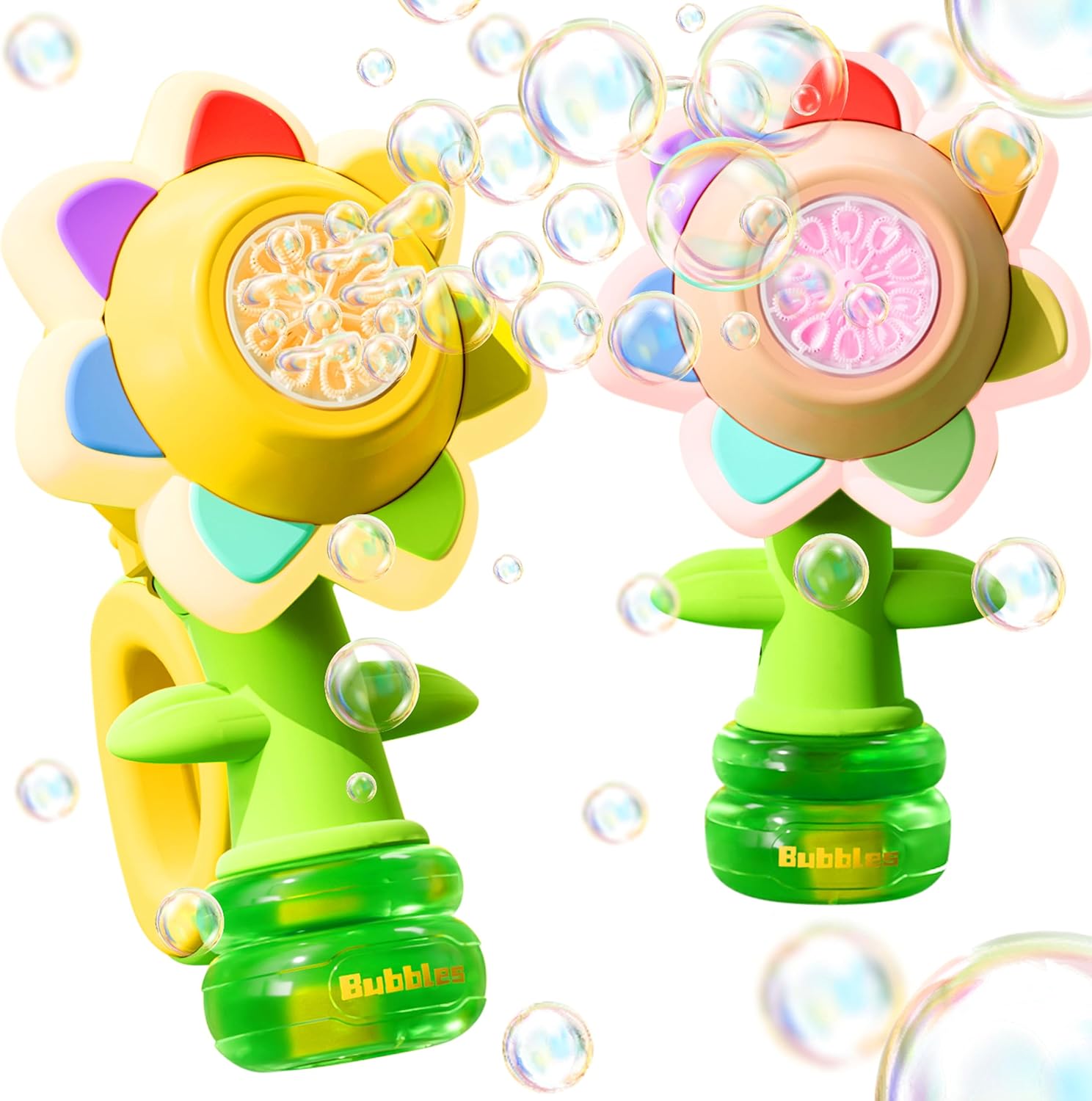 Joi Mew flower bubble gun set with LED lights front view