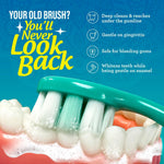 Toothbrush angled neck highlighting reach for hard areas