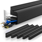 Yecaye J channel under desk cable management black front view showing open slot design