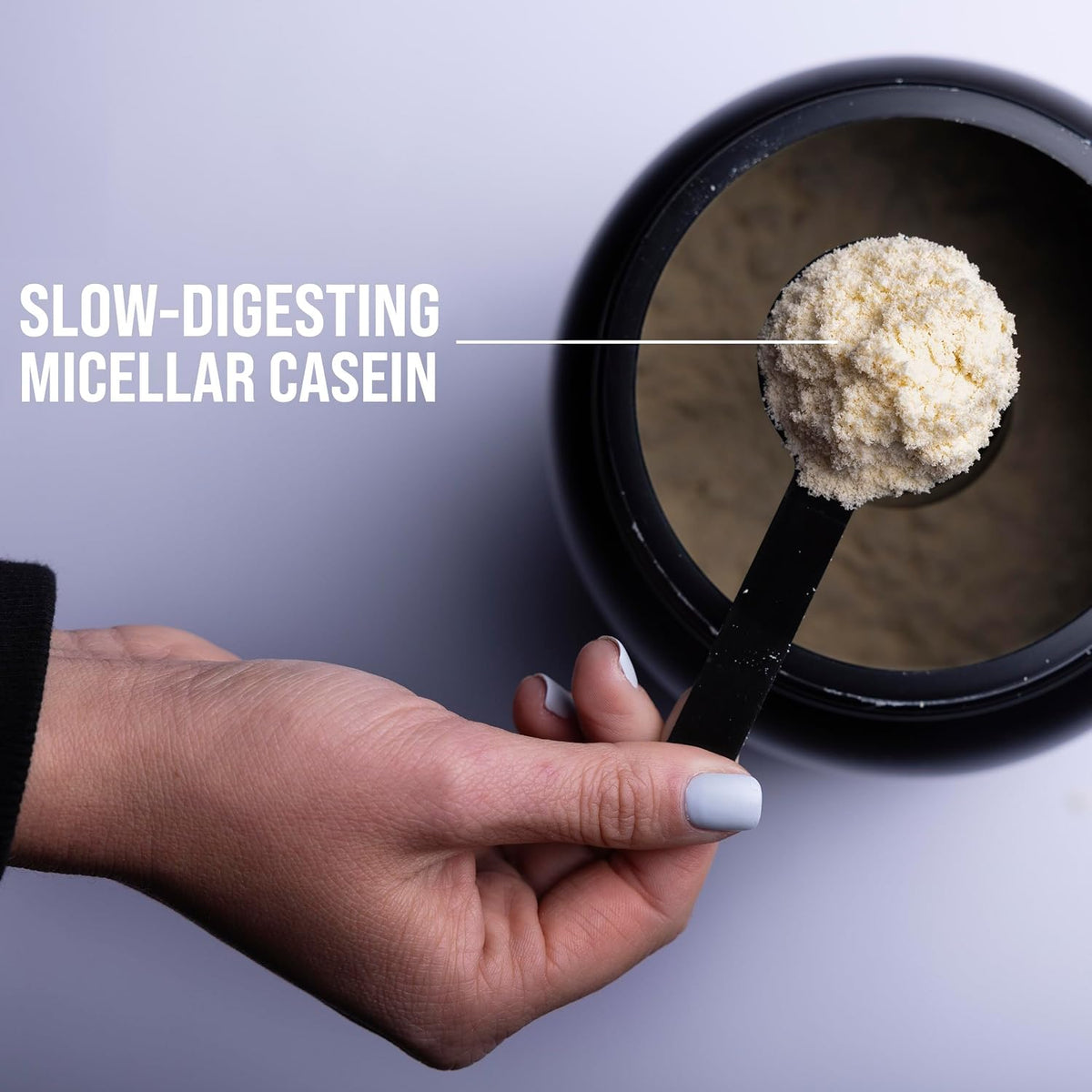 Rule 1 chocolate fudge casein powder texture and fine grains