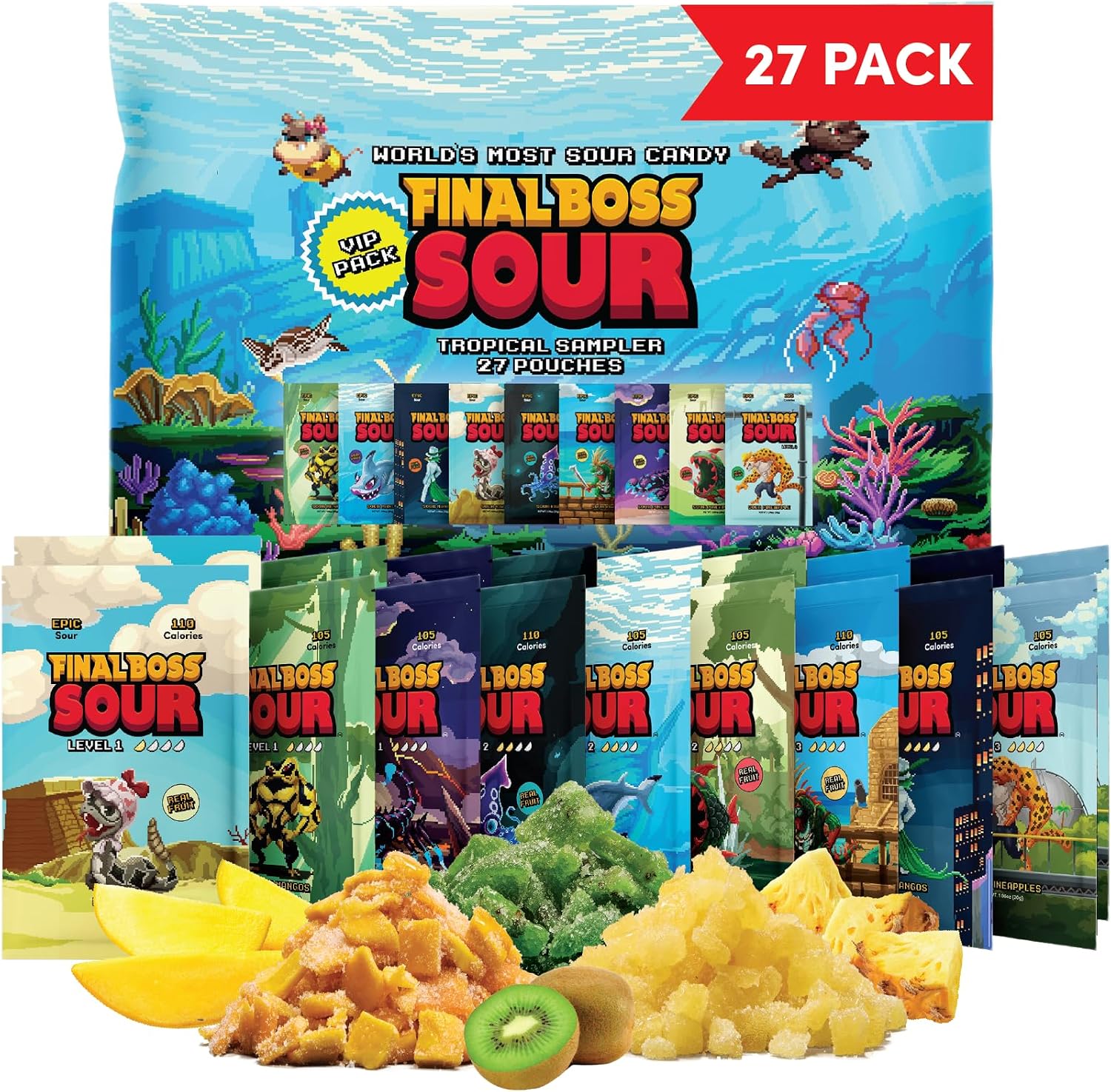 Final Boss Super Sour Candy Tropical Sampler 27 Pack front view