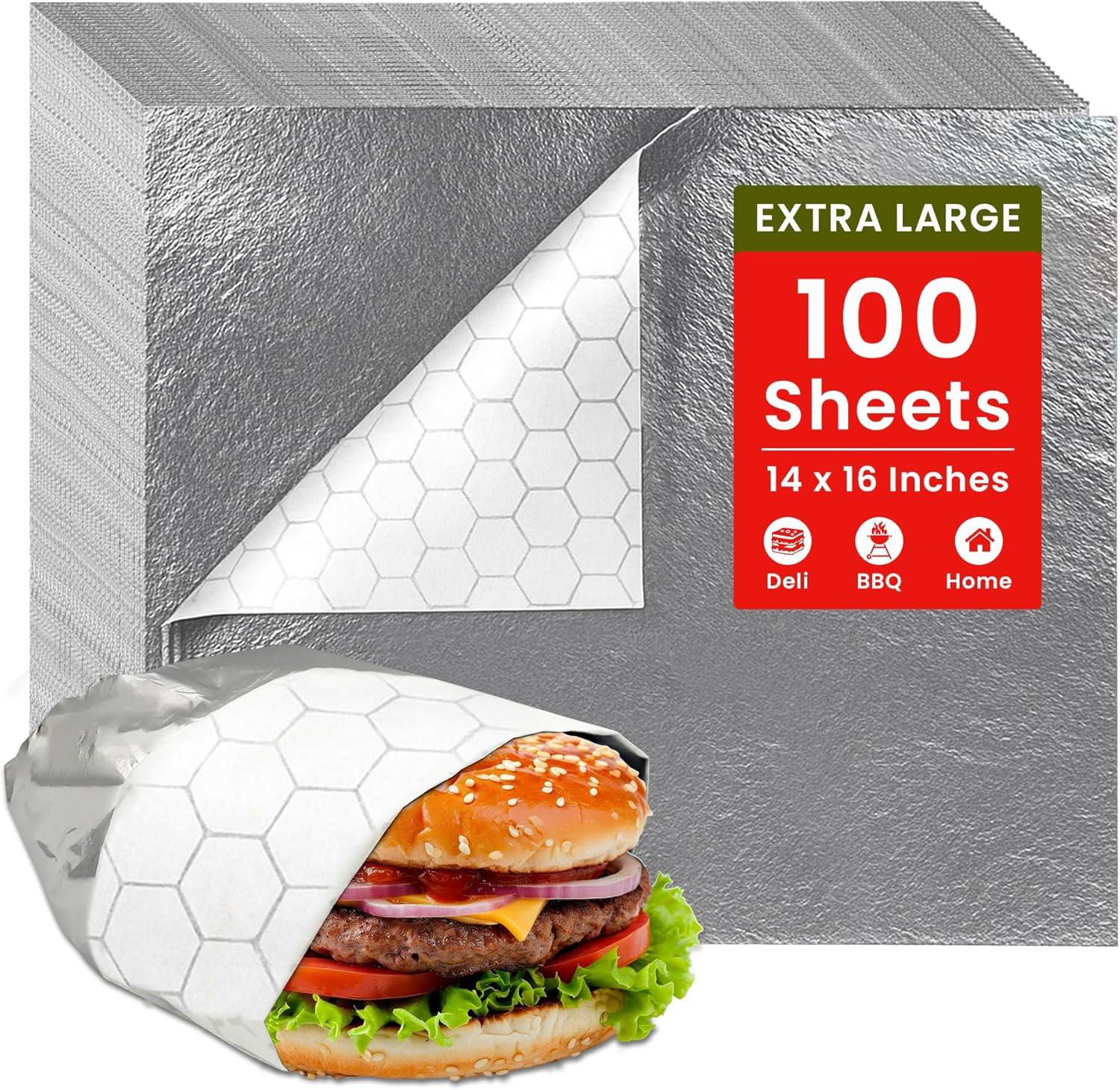 RiviMed Insulated Foil Sandwich Wrap Sheets front view for food packaging