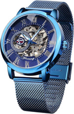 FORSINING Men's Skeleton Watch Steampunk Watch Black Mechanical Watch for Men Minimalist Retro Design Mechanical Skeleton Wrist Watch Transparent - Image 9