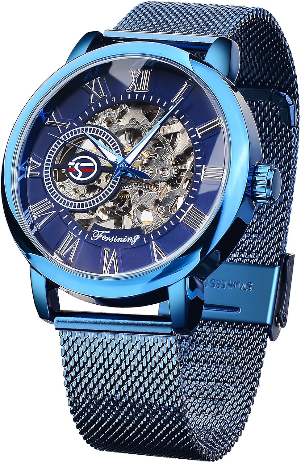 FORSINING Men's Skeleton Watch Steampunk Watch Black Mechanical Watch for Men Minimalist Retro Design Mechanical Skeleton Wrist Watch Transparent - Image 9