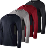 Real Essentials 4 Pack: Boys Youth Dry-Fit Moisture Wicking Active Athletic Performance Long-Sleeve T-Shirt - Image 12