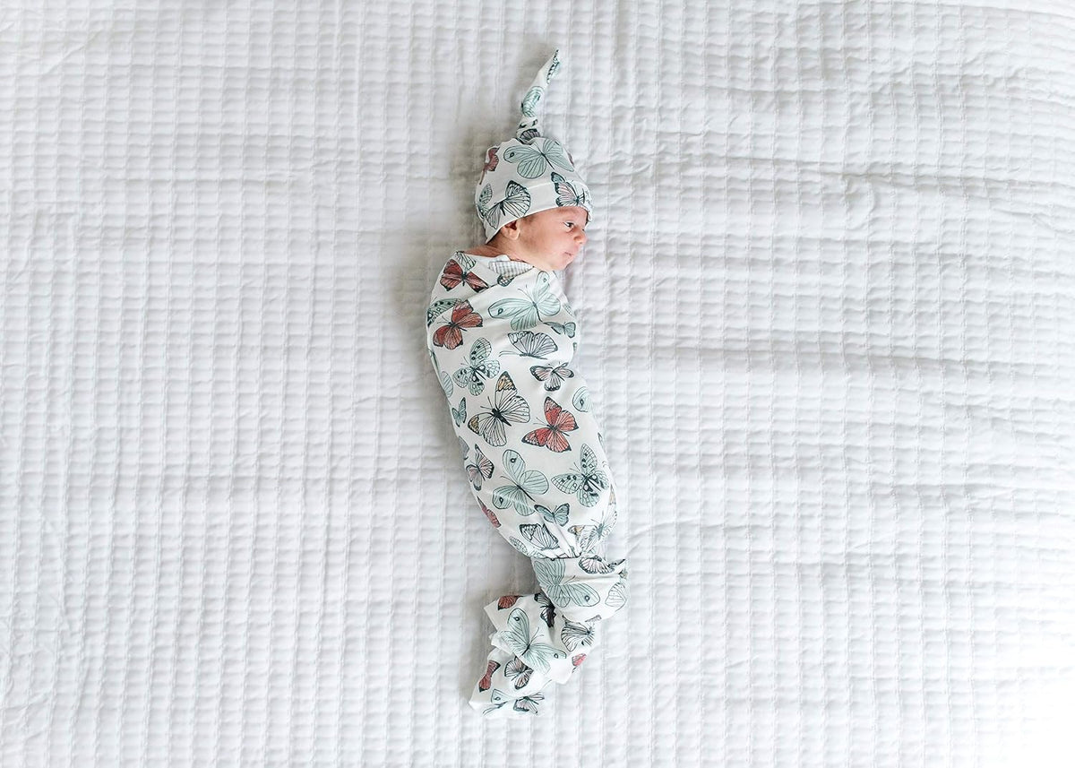 Copper Pearl stretchy soft baby hat flat lay