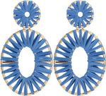 BaubleStar raffia tassel hoop drop earrings front view