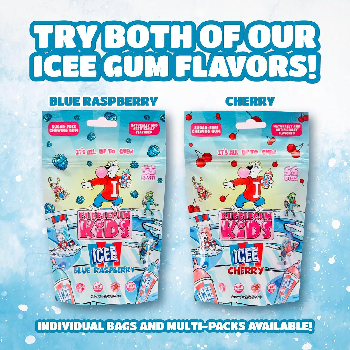 Bubblegum Kids polar bear mascot officially licensed gum packaging