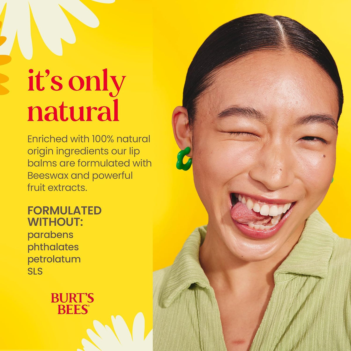 Burt's Bees beeswax lip balm open cap texture view