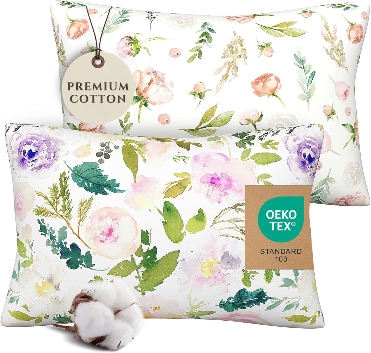 Pobibaby 13x18 Cotton Toddler Pillowcase 2 Pack front view