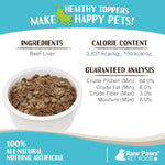 USA imported raw pet food powder supplement nutrition facts and ingredient list.