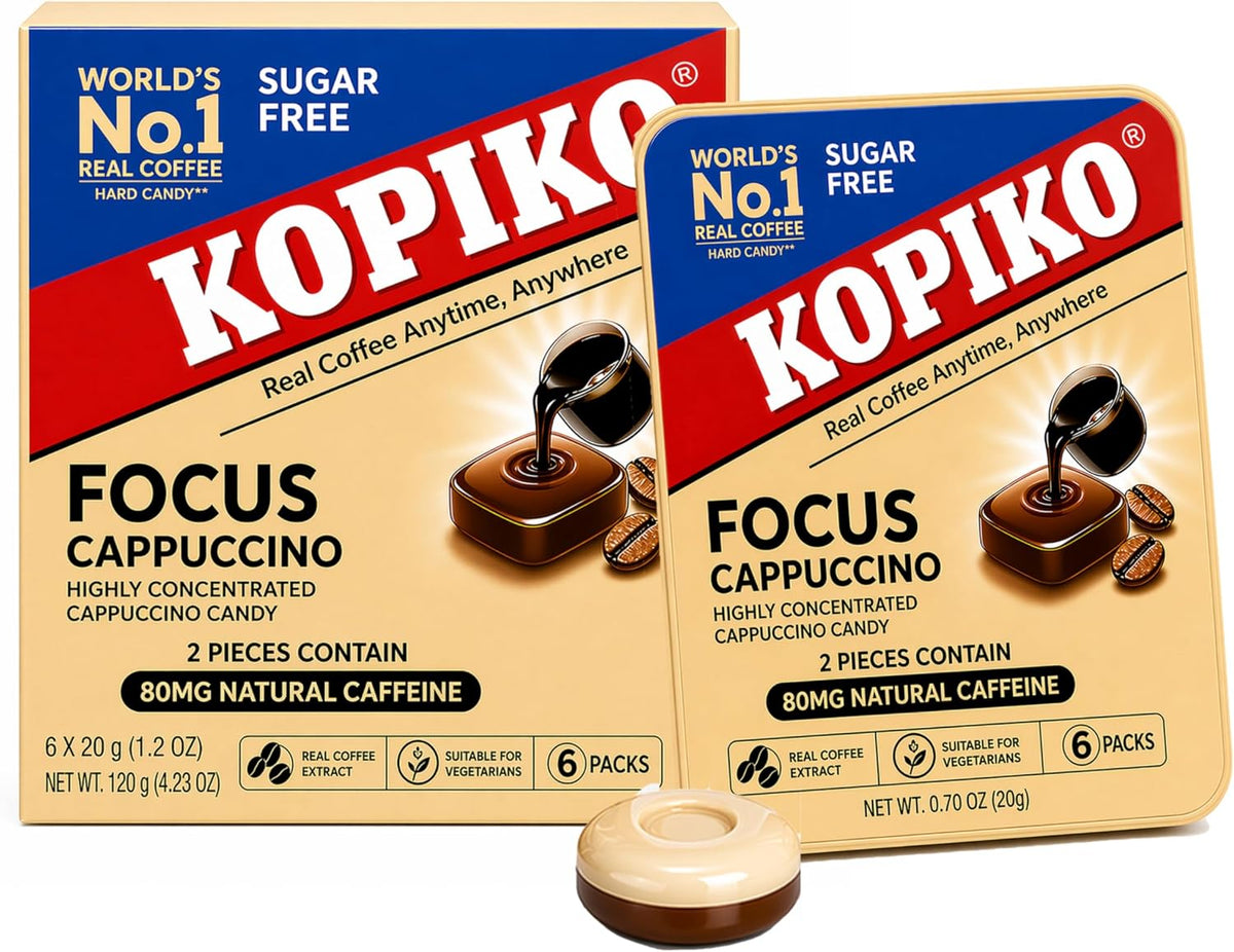 Kopiko Focus Coffee Candy - Have 80mg Caffeine per 2 Pieces for Energy & Mental Focus - Sugar-Free Hard Candy with Real Indonesian Coffee Extract (6 Pack w/4 Candies Each) - Image 10