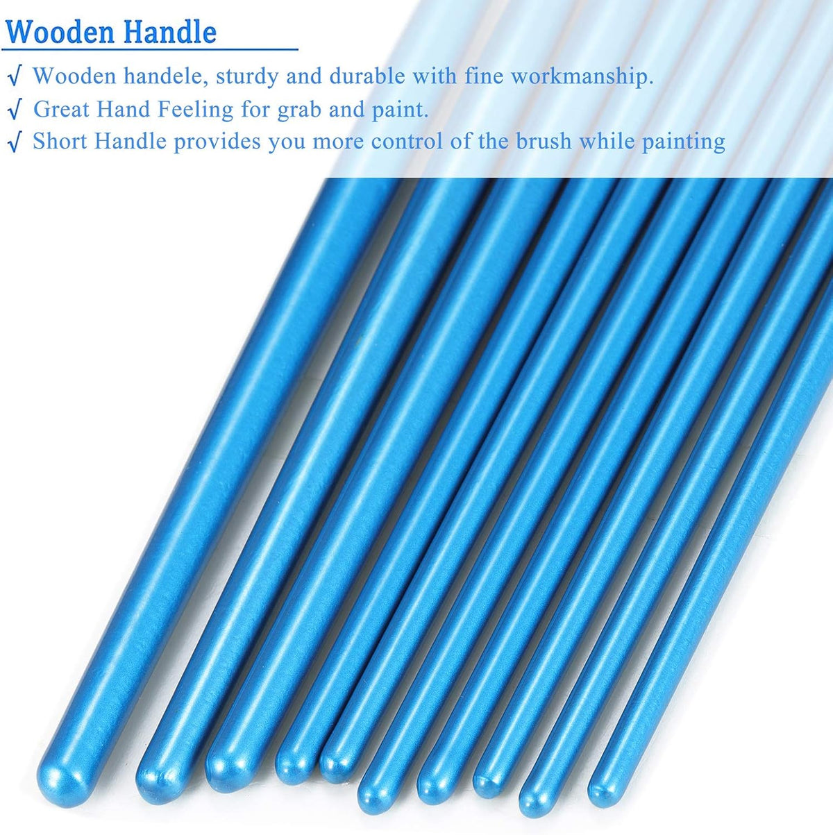 BOSOBO Paint Brushes Set, 20 Pcs Small Paint Brush Kit Round Flat Tip Nylon Hair, for Acrylic Painting, Watercolor, Oil Painting, Kids Face Nail Art Canvas Rock Craft, Art Supplies, Blue - Image 5