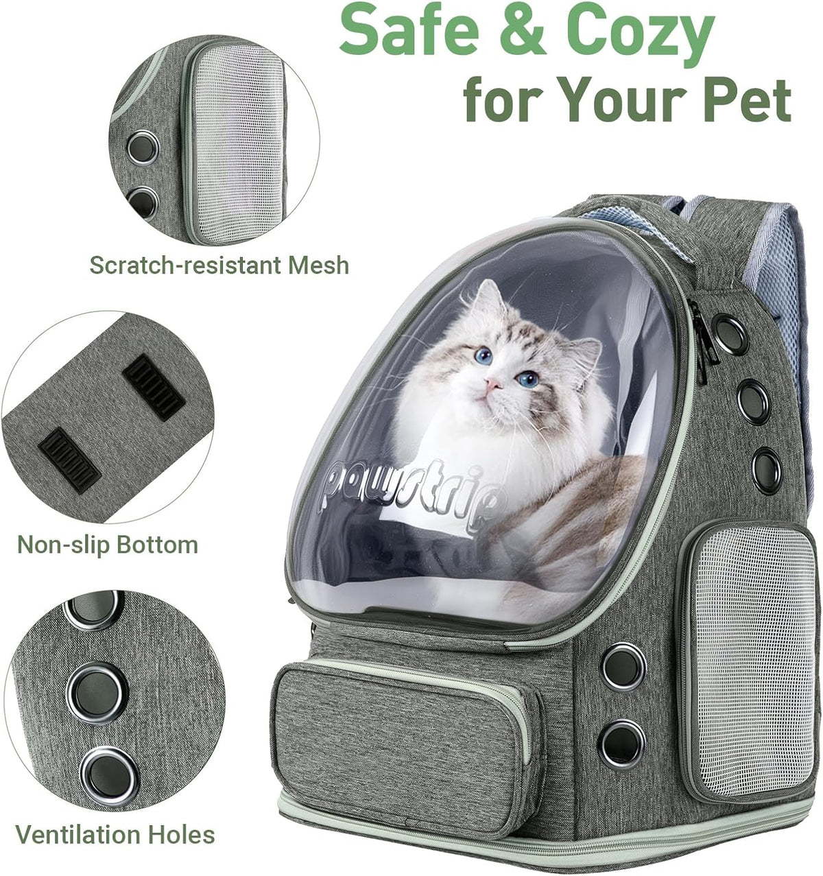 Pawstrip cat backpack carrier open side entry zipper