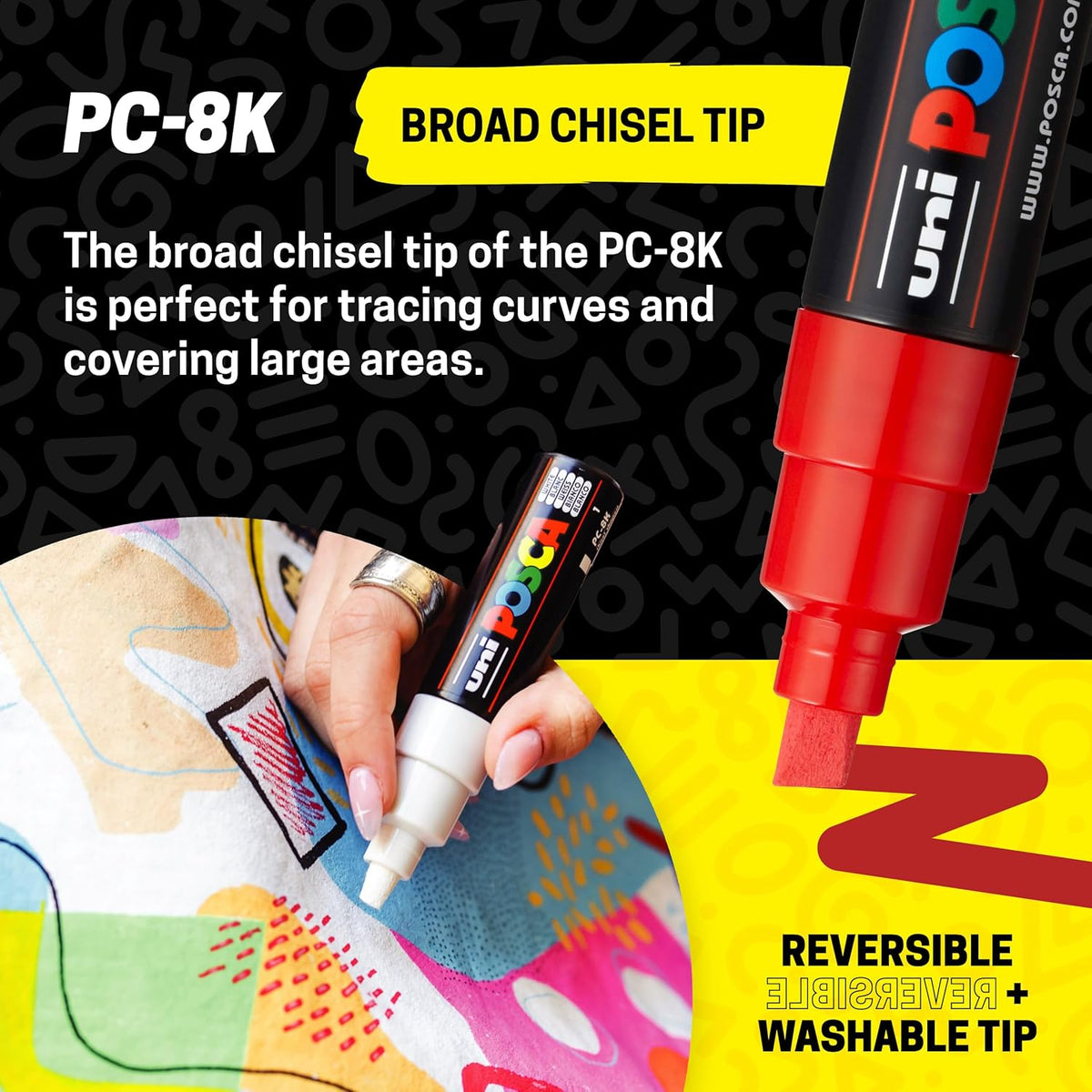 POSCA assorted color paint markers set showing tips