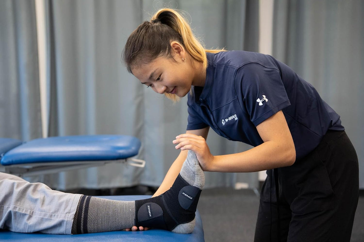 M-Brace AIR sports rehabilitation ankle wrap in use