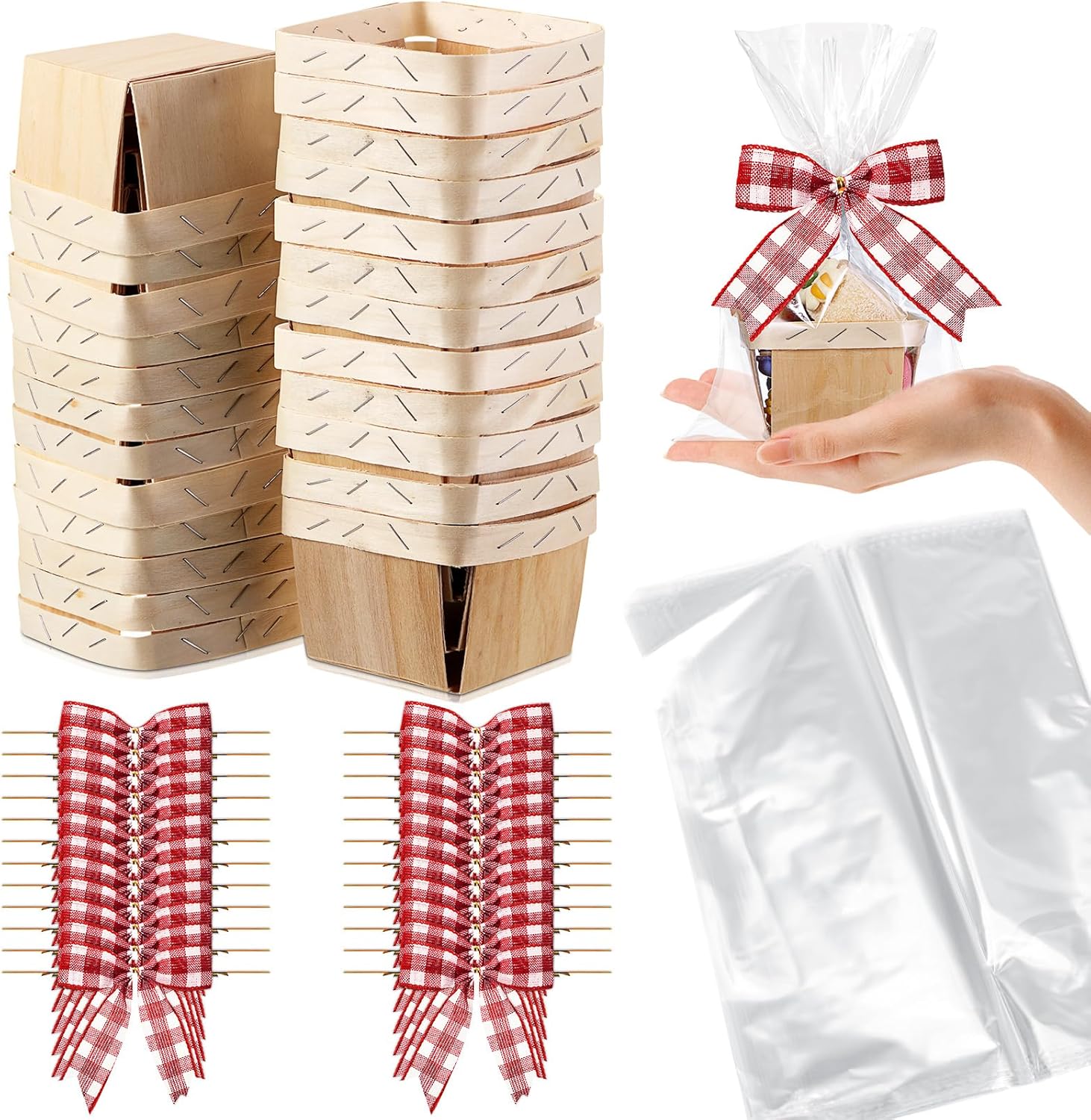 Kigley wooden gift baskets empty berry kit front view featuring small wooden crate with treats
