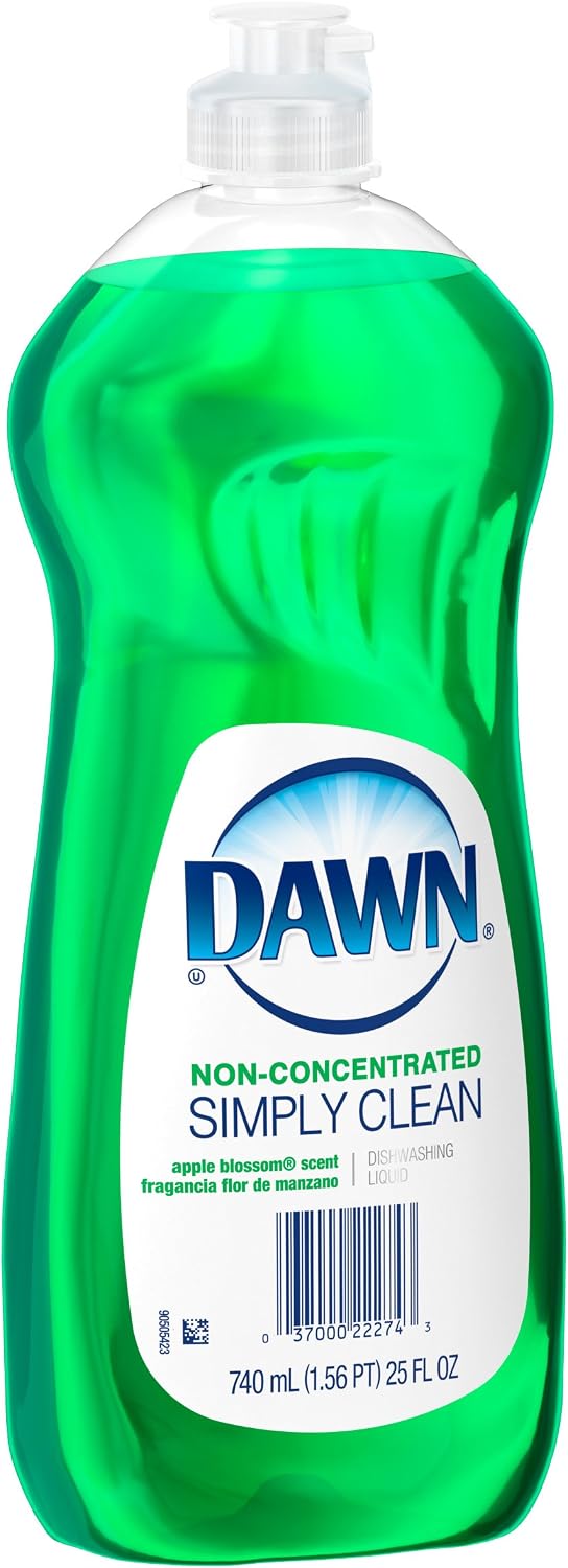 Back label view showing ingredients of Dawn Apple Blossom liquid soap