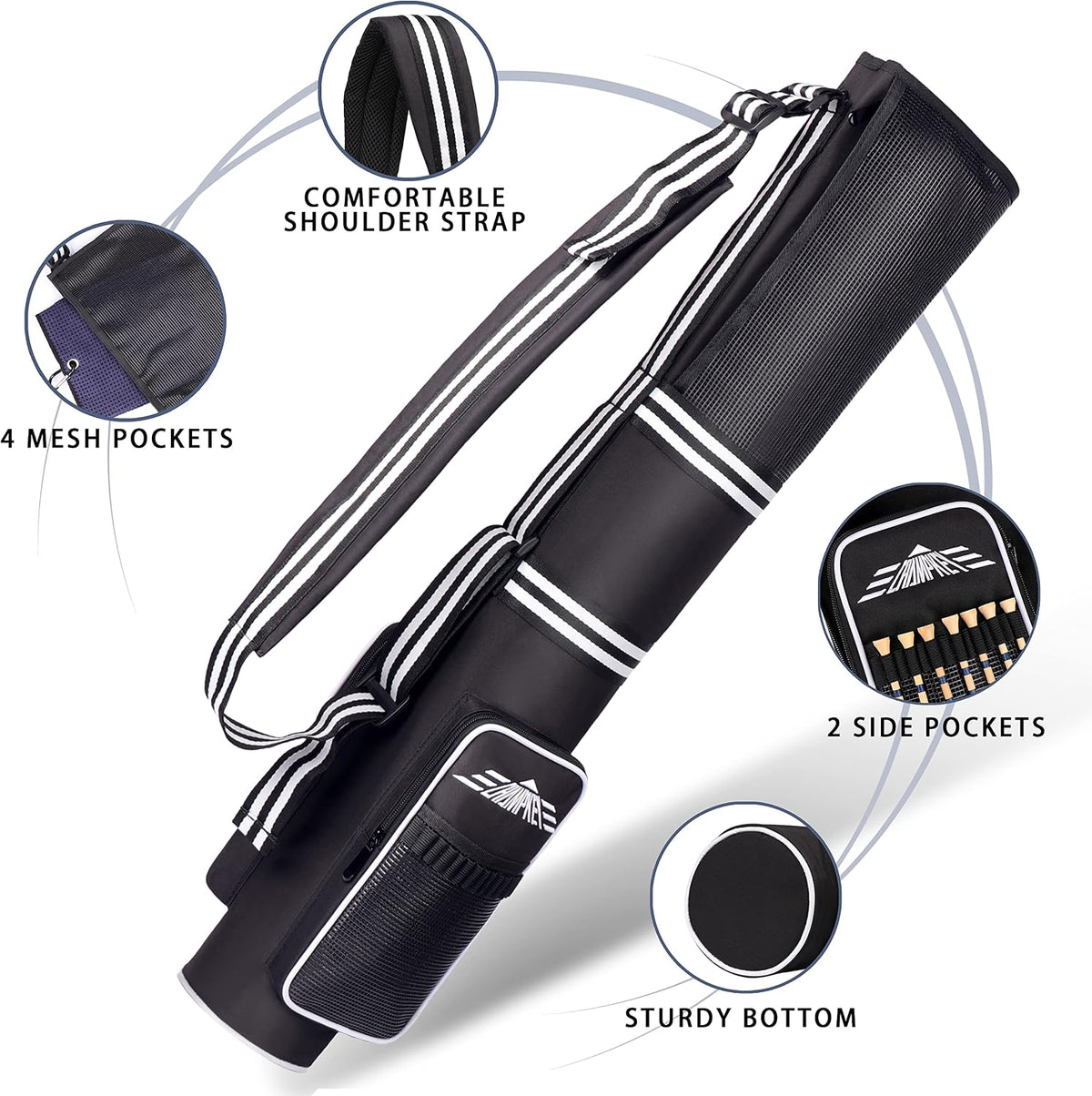 Champkey golf Sunday bag showing multiple multi-function storage pockets and side handle