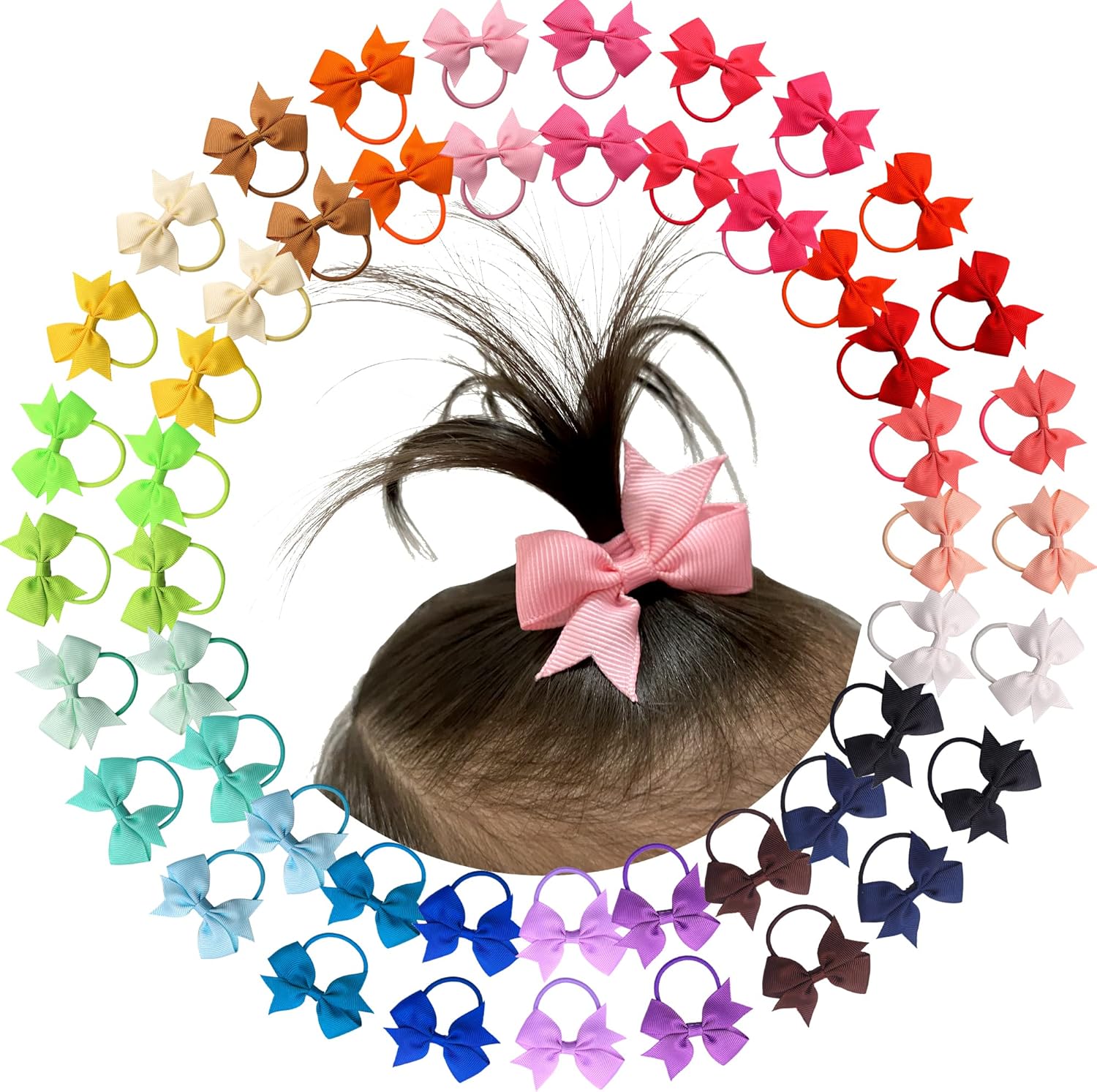 Cellot baby hair ties with bows front view showing assorted colors