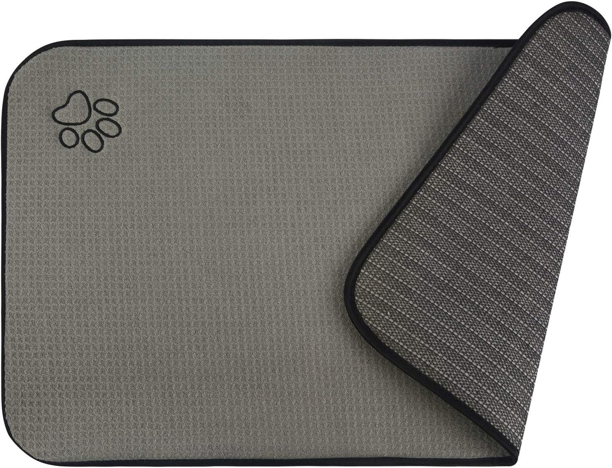 Sinland microfiber pet bowl mat grey front view