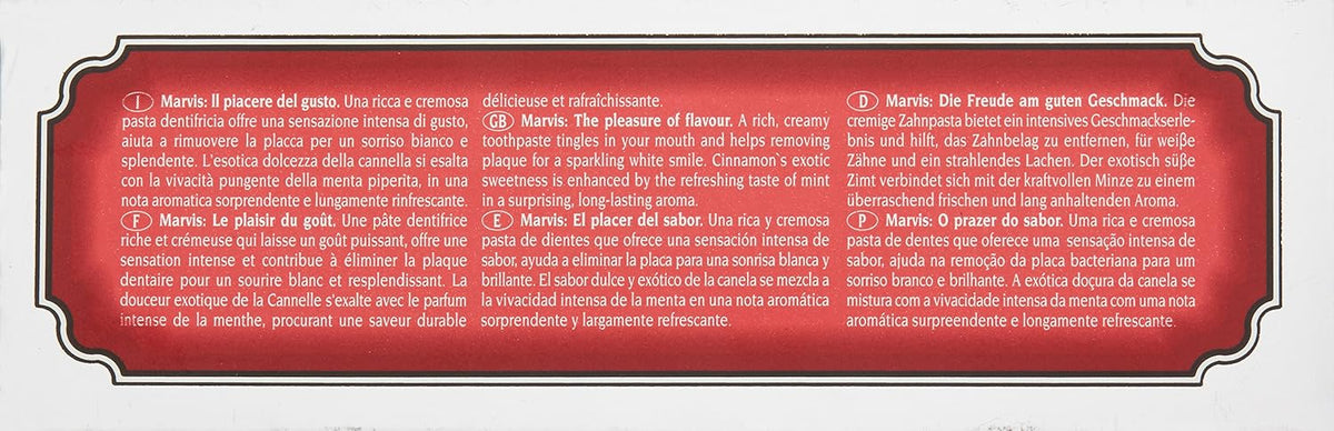 Cinnamon Mint flavor luxury toothpaste travel size tube side angle view