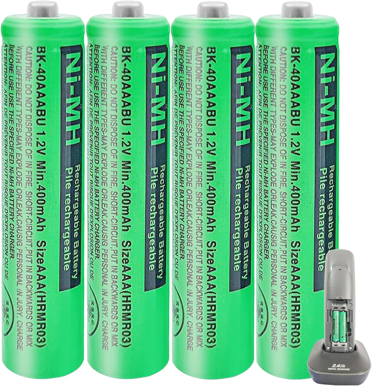 HIECTPRO BK-40AAABU NiMH AAA rechargeable batteries four pack front view showing retail packaging