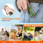 Compact green ultrasonic deterrent device for outdoor dog training