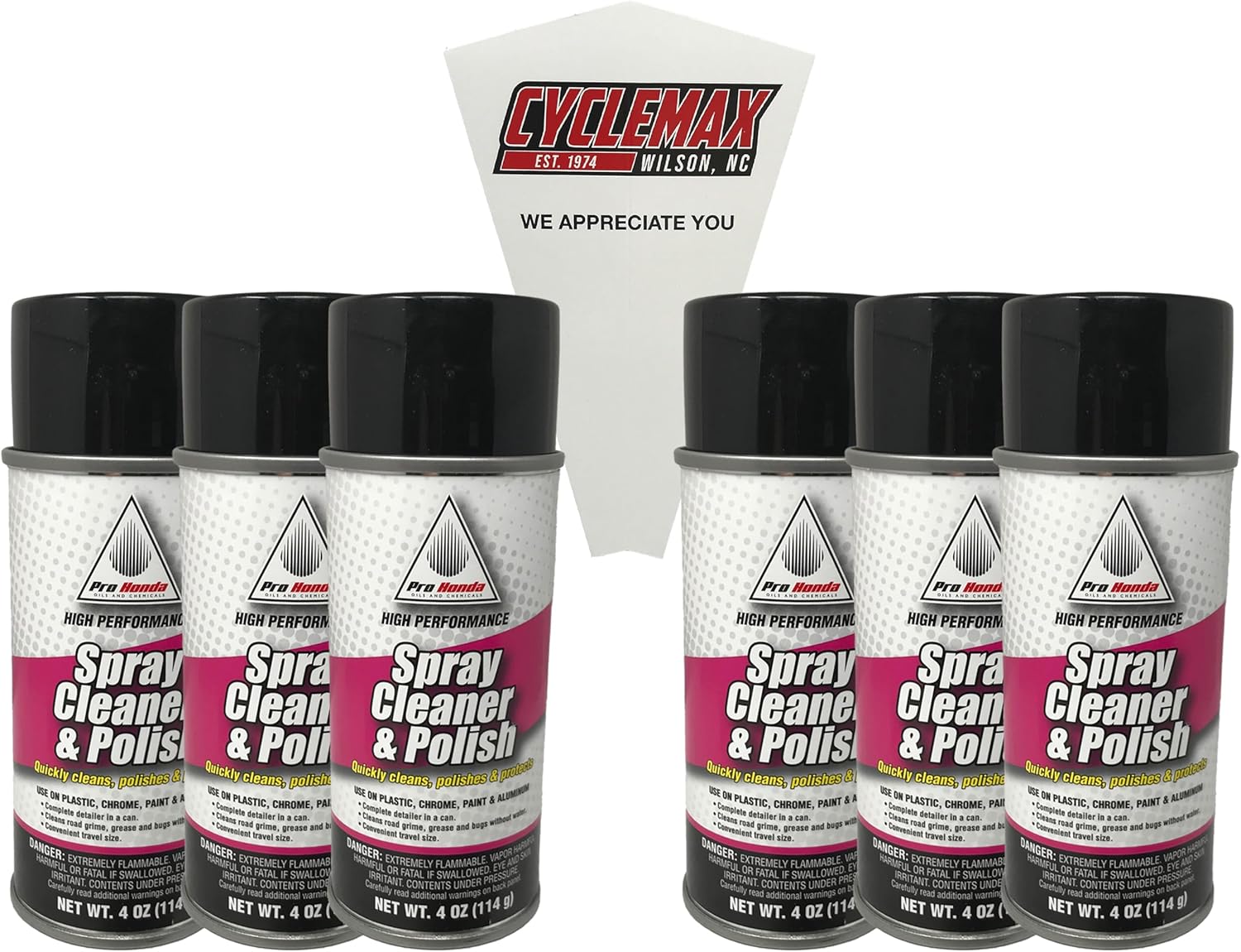 Cyclemax Honda Pro Honda Spray Cleaner and Polish six pack set
