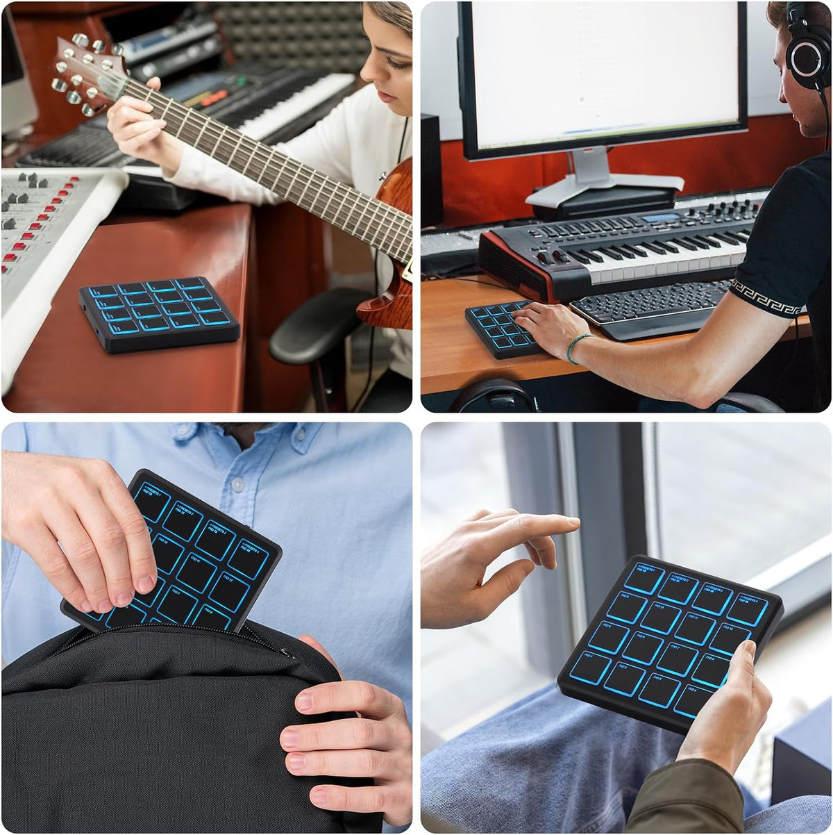 M-VAVE wireless MIDI controller held in hand demonstrating pocket size