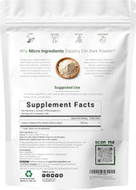 Micro Ingredients Organic Slippery Elm Bark Powder back label showing ingredients and serving size